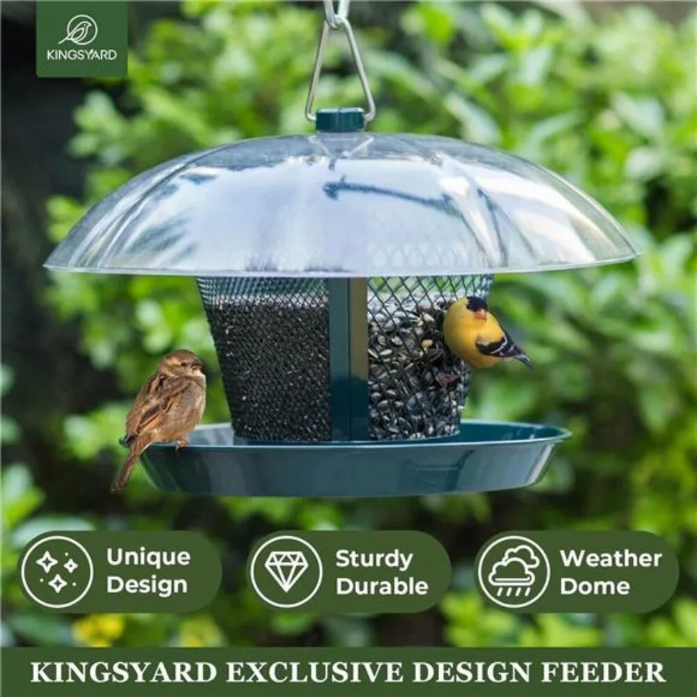 Bird Feeder for Outside, Dual-Use Metal Mesh Wild Bird Feeder with Weatherproof
